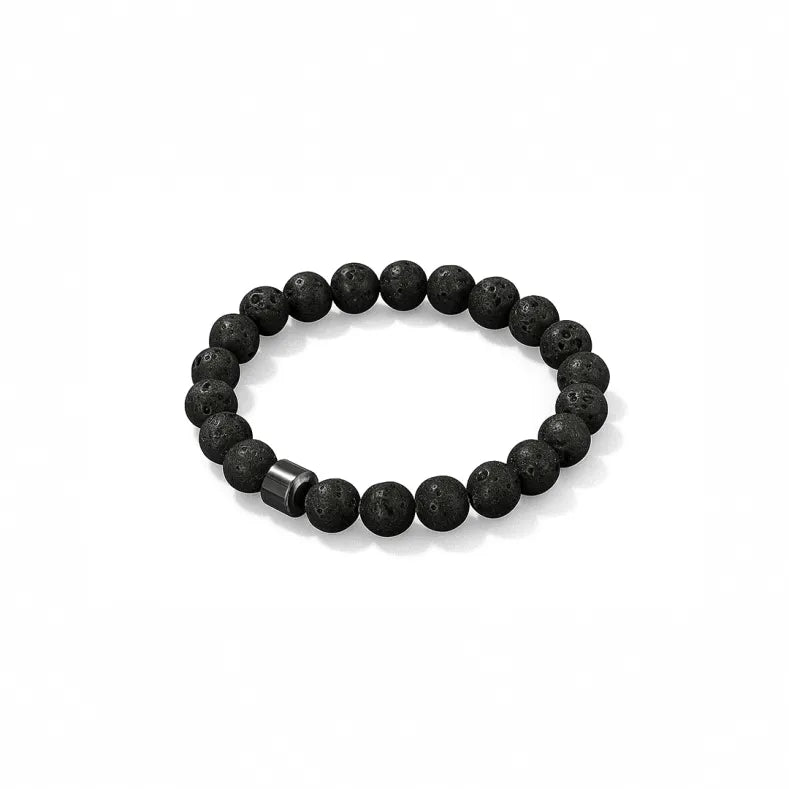 BLACK STONE BEADED BRACELET
