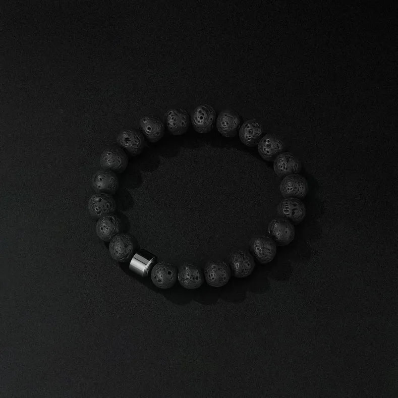 BLACK STONE BEADED BRACELET