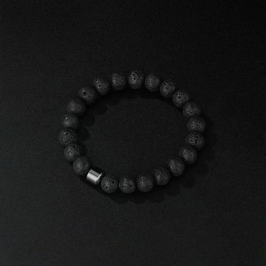 BLACK STONE BEADED BRACELET