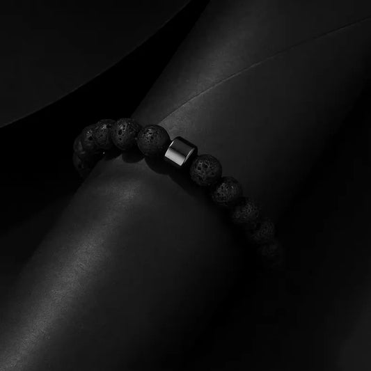 BLACK STONE BEADED BRACELET
